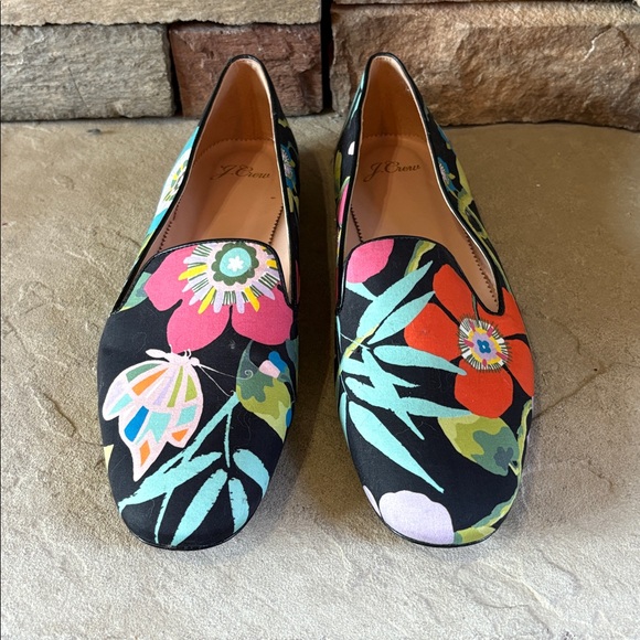 J Crew sz 9.5 floral slip on loafers - Picture 2 of 9